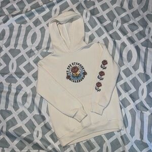 Billabong Cream Hoodie with Rose Embroidery Size Small